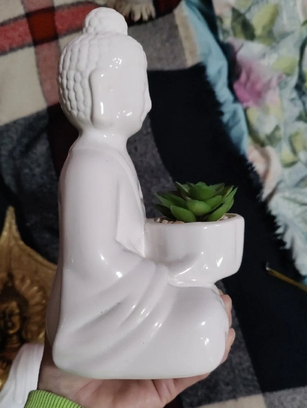 Meditating Buddha Home Accent - Gold and White
